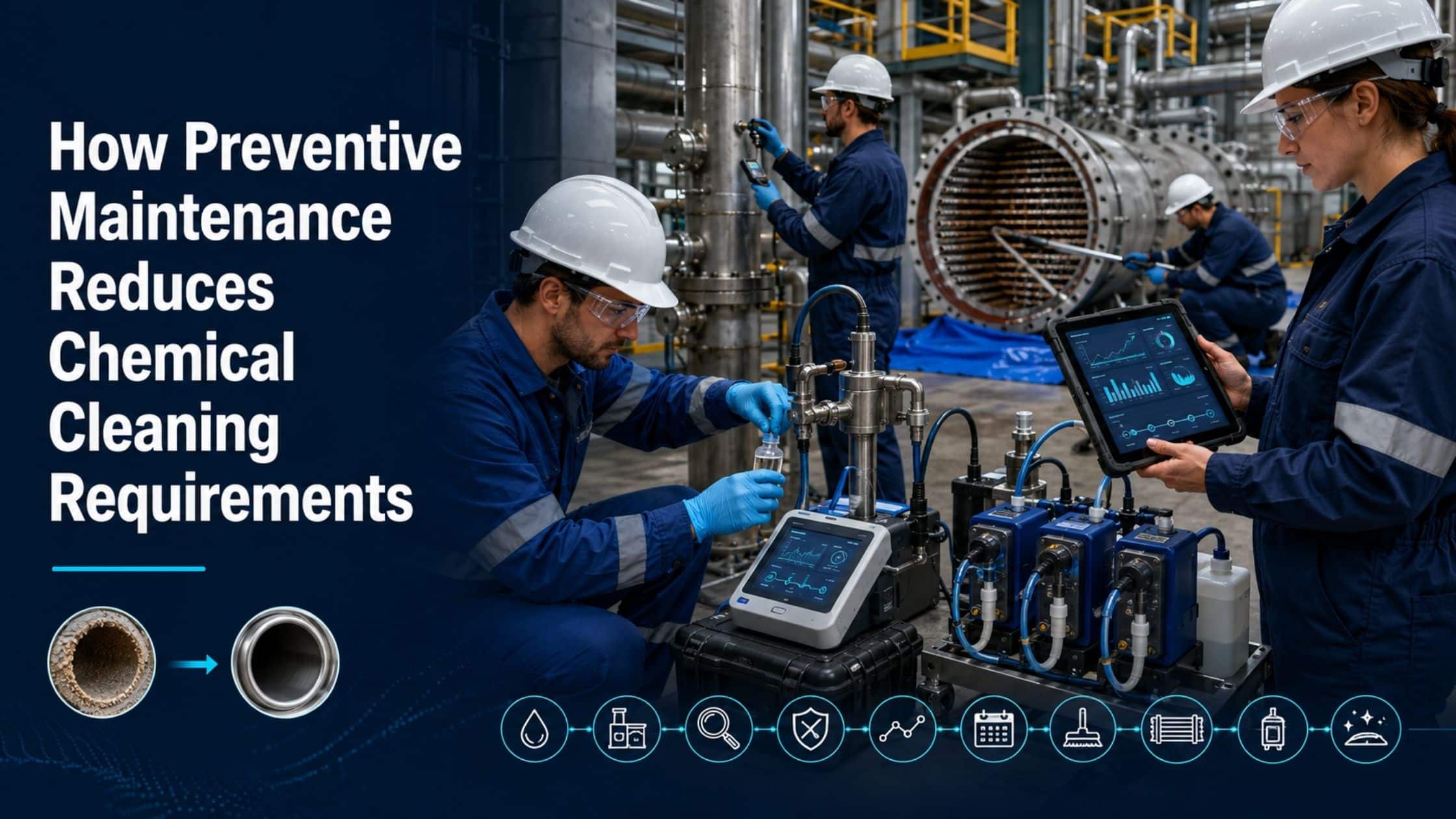 Arudra Technicians perform preventive maintenance checks on plant piping and heat exchanger