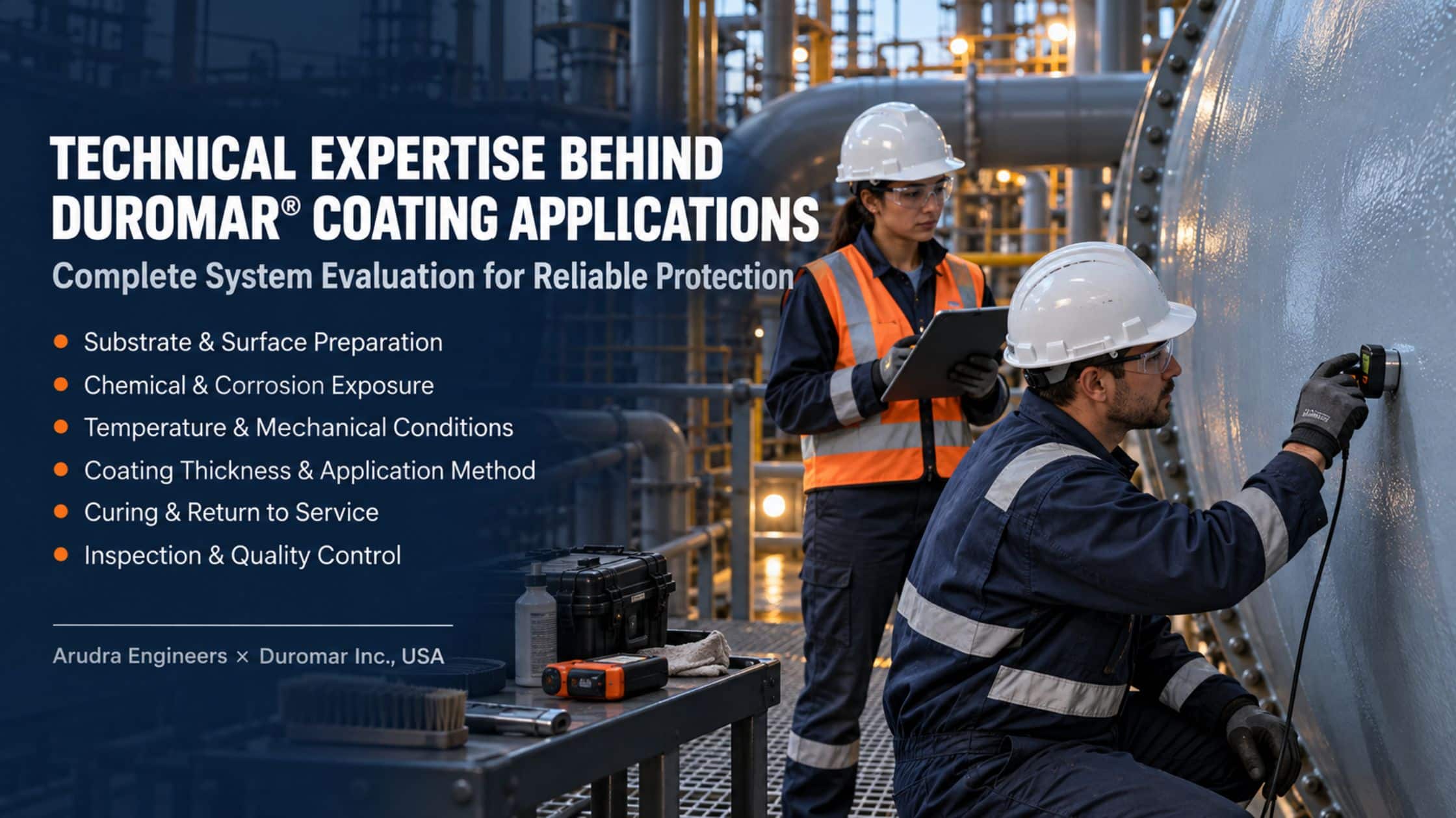 Arudra technicians evaluating coating system on industrial vessel
